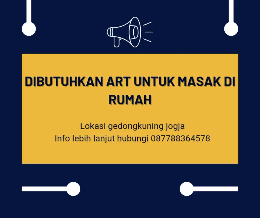 Dibutuhkan ART untuk masak di rumah
