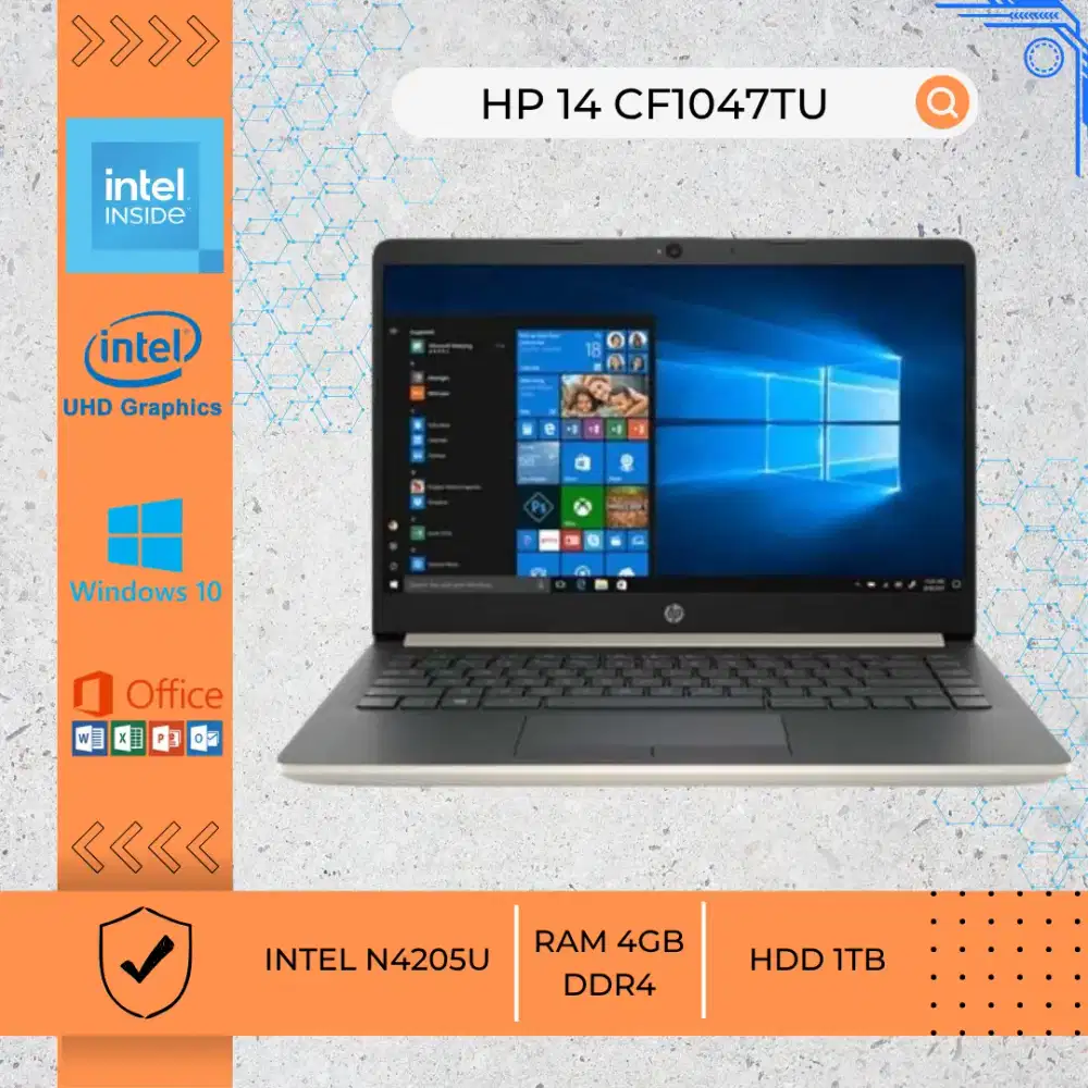 LAPTOP BEKAS HP 14 CF1047TU INTEL N4205U RAM 4GB DDR4 HDD 1TB 14INCH