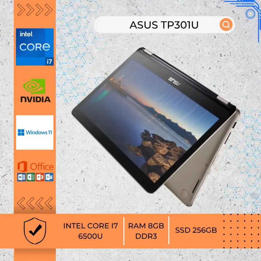 LAPTOP BEKAS ASUS TP301U INTEL CORE I7-6500U 2GB RAM 8GB SSD 256GB