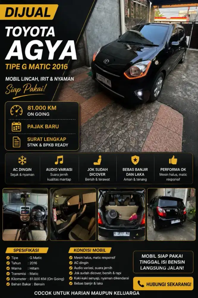 AGYA TIPE G MATIC TAHUN 2016