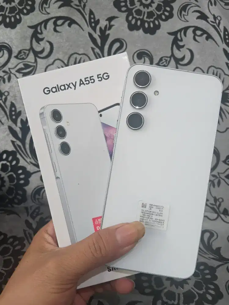 DI JUAL SAMSUNG A55 5G 8/256 ICE BLUE FULL SET ORIGINAL FREE CASING