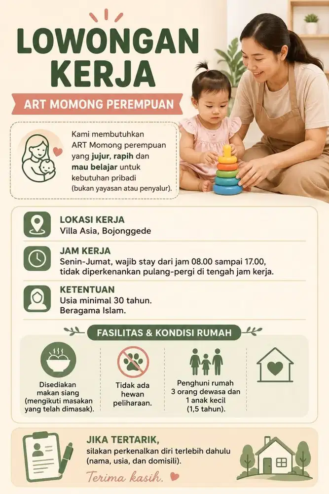 Lowongan Kerja ART Momong Anak