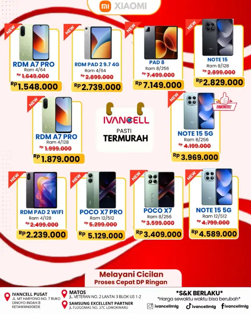 XIAOMI HARGA TERMURAH
PROMO CIICILAN BUNGA RENDAH 
GARANSI SEGEL RESMI