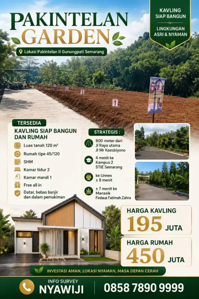 KAVLING CIAMIK DEKET UNNES SIAP BANGUN RUMAH FREE ALL IN
