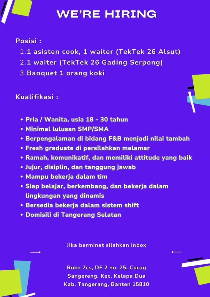 DIBUTUHKAN SESUAI DESKRIPSI