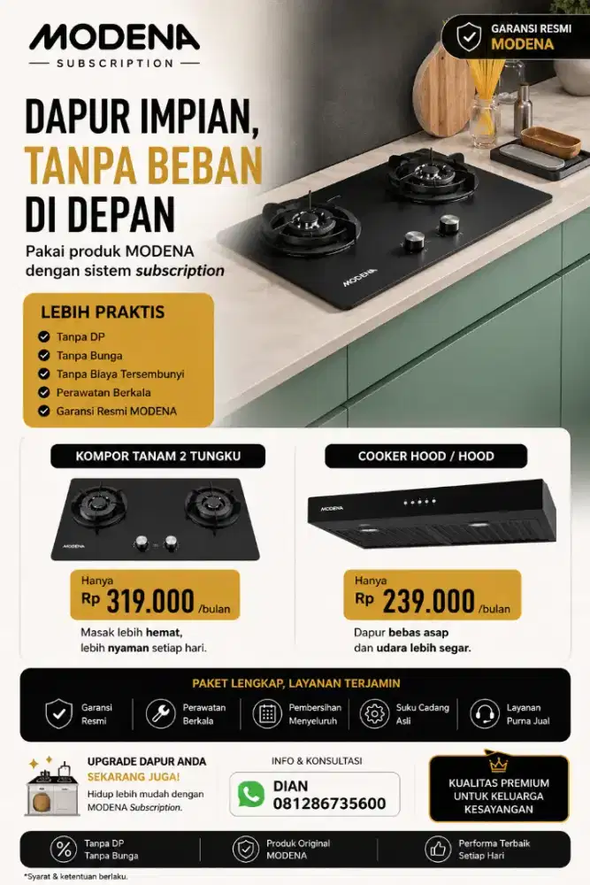 Kompor Tanam 2 tungku modena