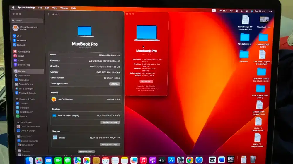 Macbook Pro intel core I7