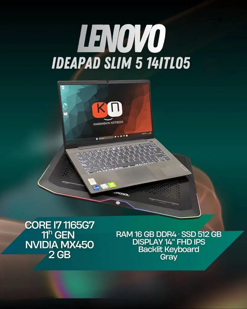 Lenovo Ideapad Slim 5 14ITL05 Core i7 1165G7 MX450 RAM 16GB 512GB
