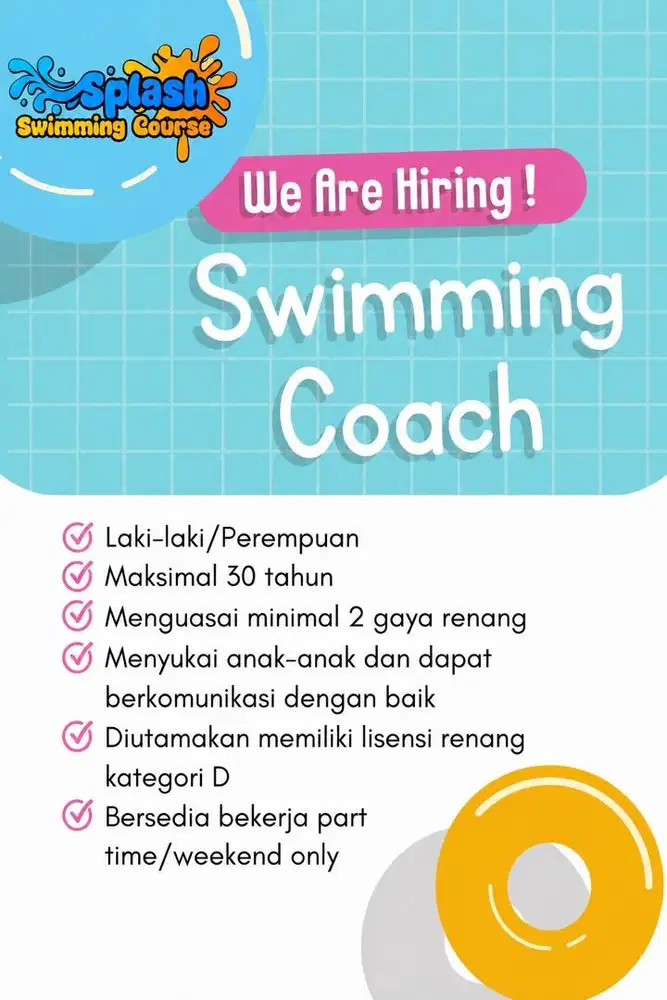 Lowongan Kerja Coach Renang Freelance