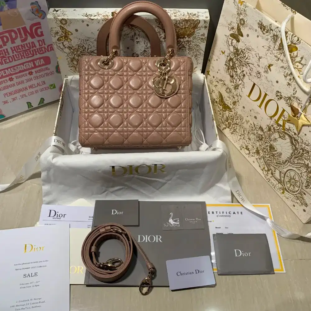 Preloved 2023 Lady Medium Soft Nude Pink Lambskin Leather