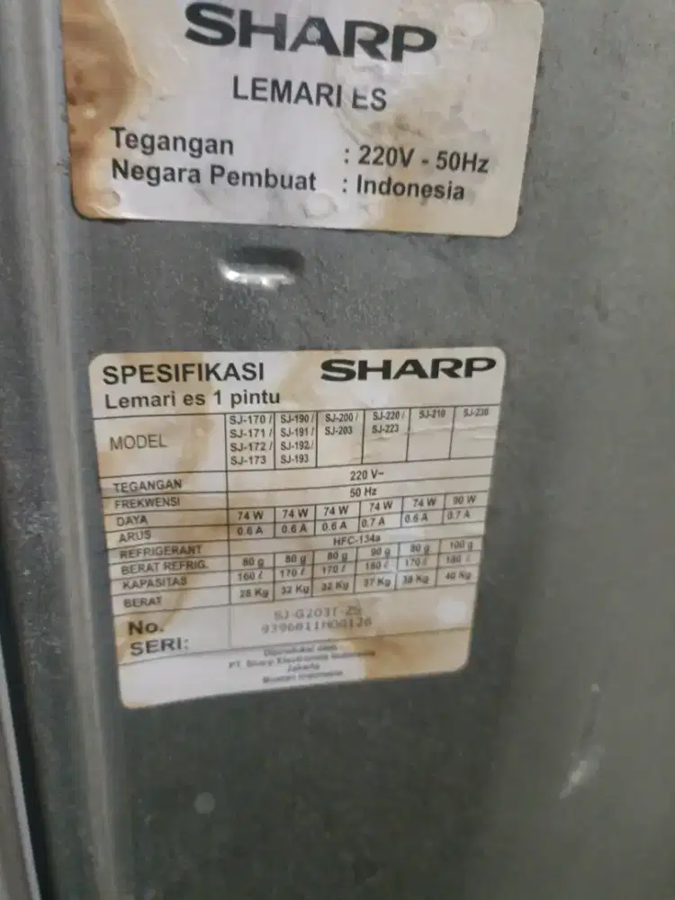 Kulkas sharp 1pintu