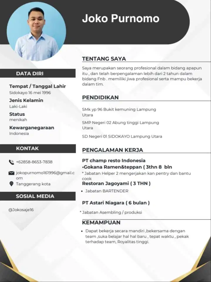 Hallo ibu, BPK kak saya sedang Mencari pekerjaan
