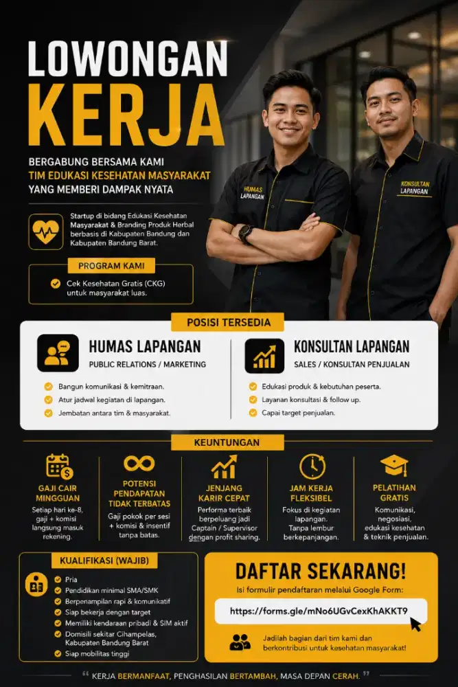 Lowongan Kerja! Gaji mingguan. Proses Seleksi Dipercepat