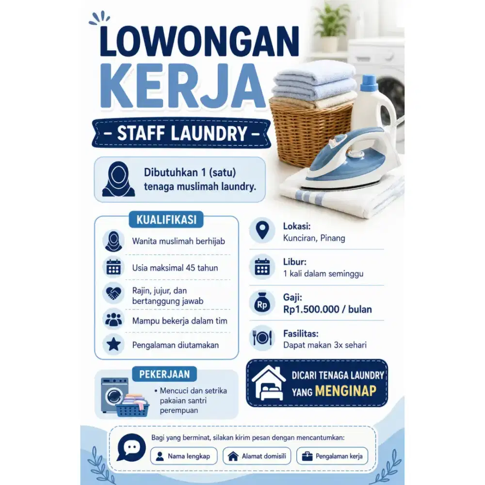 Lowongan kerja Staff Laundry
