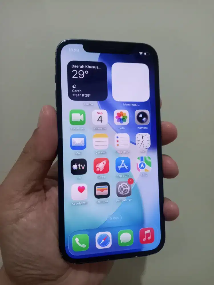 IPhone 12 Blue 64Gb Ex Inter Fullset ada minus dikit