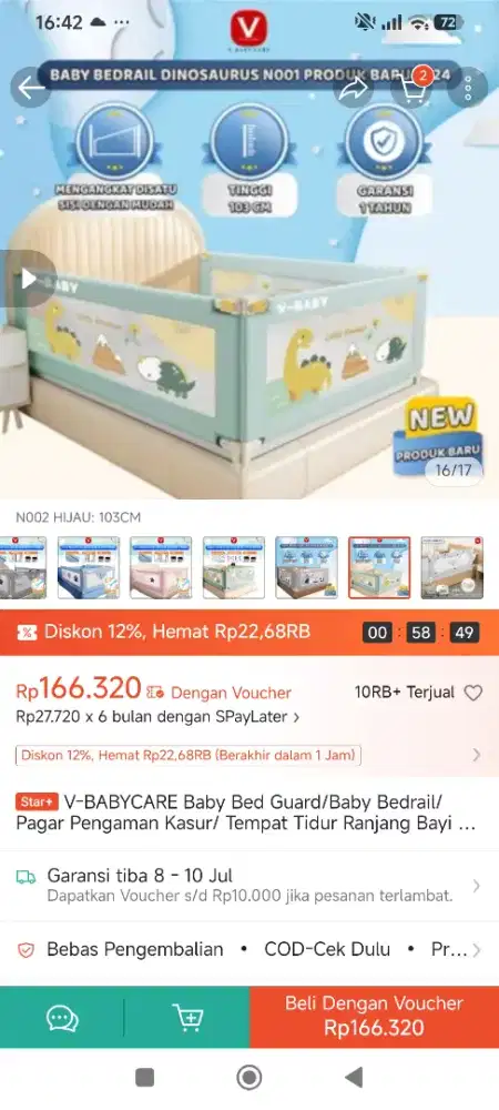 Jual Baby Bedrail, Baby Bed guard, pagar pengaman kasur - Second