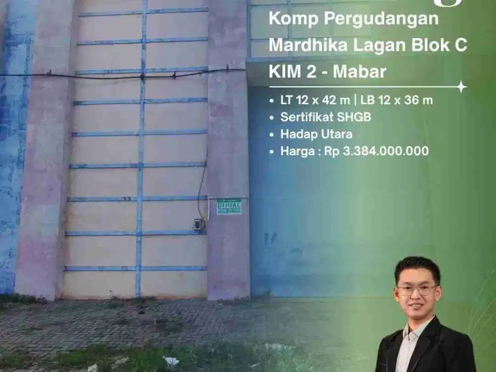 DIJUAL GUDANG DI KOMPLEK PERGUDANGAN MARDHIKA LAGAN BLOK C, KIM 2 - MABAR