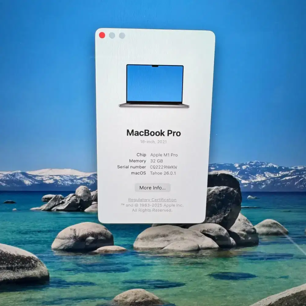 Macbook M1 Pro 16 Inch Ram 32 Ssd 1 Tb  lengkap full set Space Grey