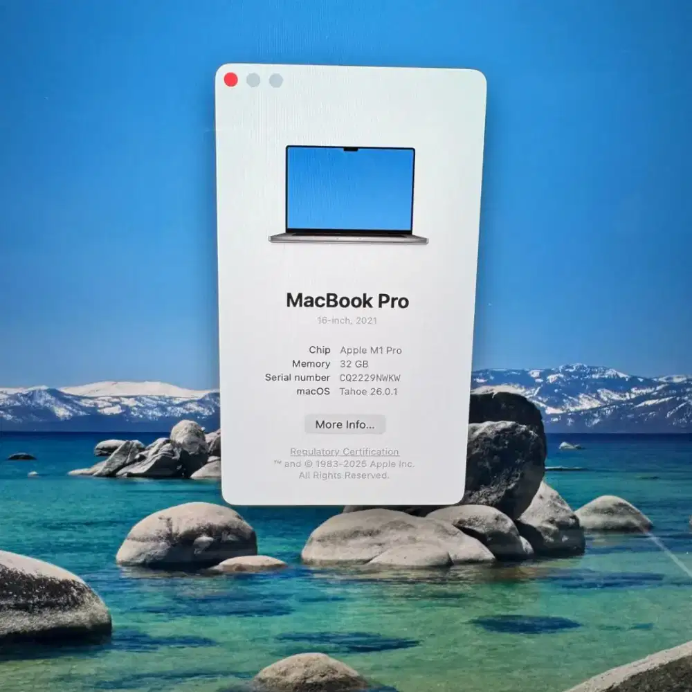 Macbook M1 Pro 16 Inch Ram 32 Ssd 1 Tb lengkap full set Space Grey