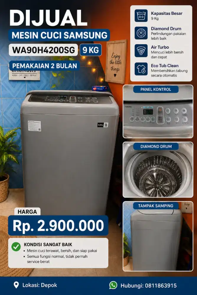 Mesin cuci Samsung 1 Tabung Garansi