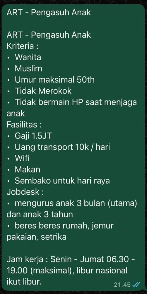 ART - Pengasuh anak