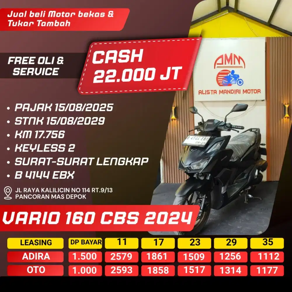 VARIO 160 2024 SPAYLATER KREDIVO INDODANA CC 0% CASH / KREDIT ALISTA