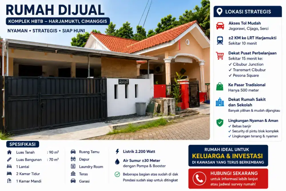 Rumah Dijual – Komplek HBTB, Harjamukti. Dekat LRT - TURUN HARGA
