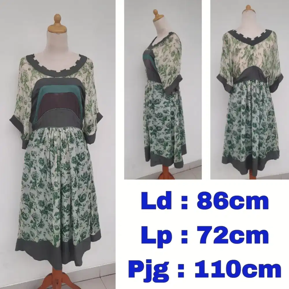 Dress Midi Bunga Hijau
