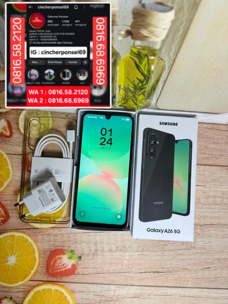 Jual hp likenew samsung A26 5g 8/256 istimewa grns AKTIF free ADAPTOR