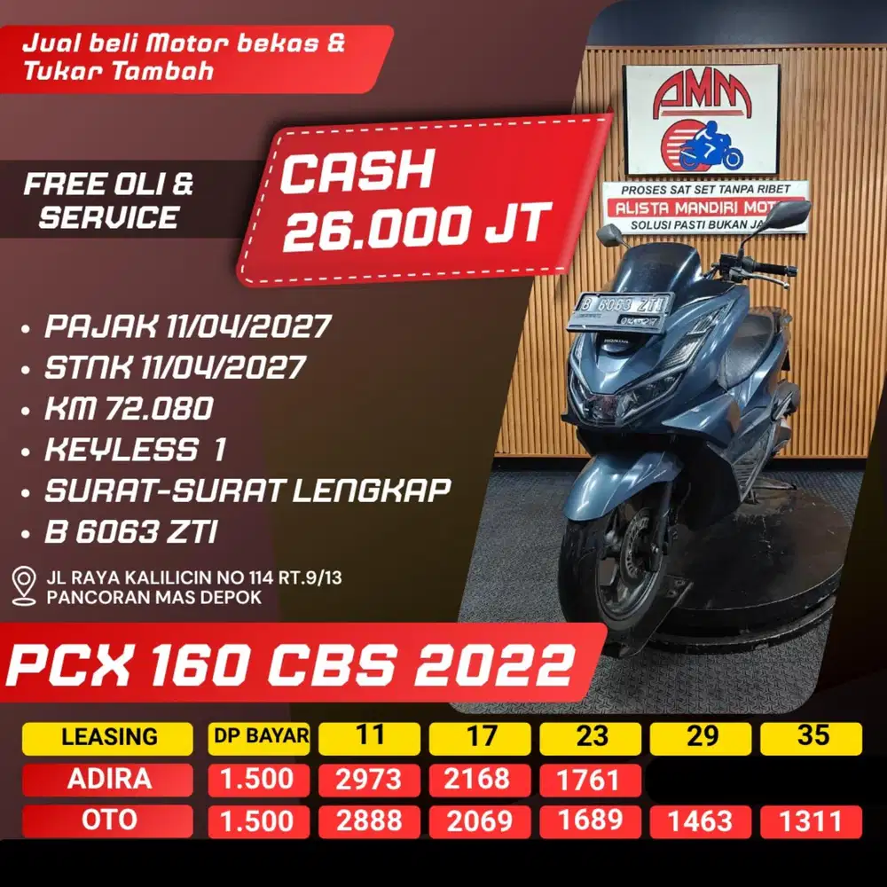PCX 160 CBS 2022 SPAYLATER KREDIVO INDODANA CC 0% CASH / KREDIT ALISTA