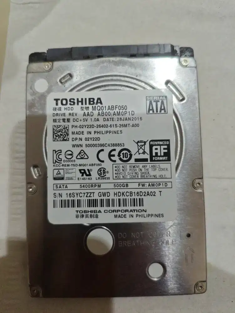 hardisk hdd laptop 500gb dan ram 2gb
