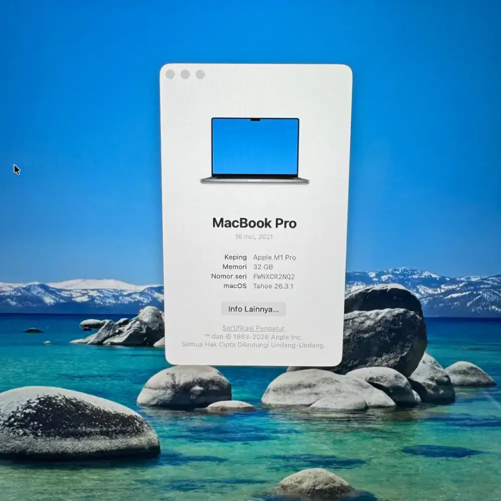 Macbook M1 Pro 16 inch Ram 32 Ssd 512 Layar 16 inch Space Grey lengkap