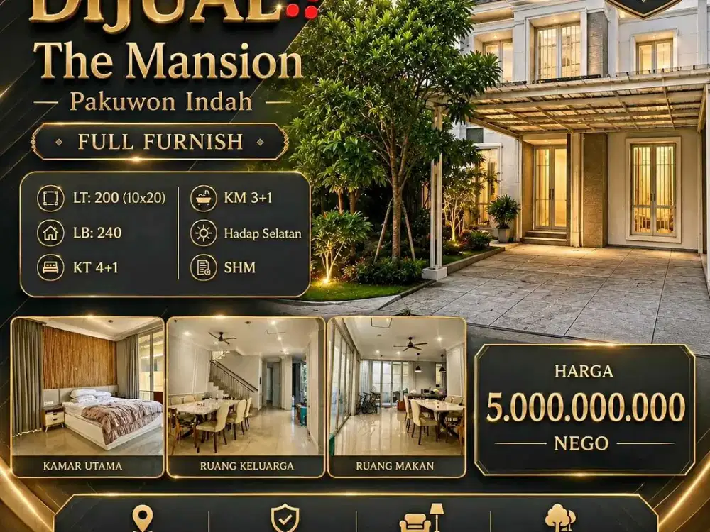 JUAL CEPAT MINIMALIS FURNISH PAKUWON INDAH THE MANSION GRANADA DKT GRAHA