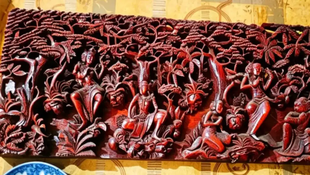 Relief 3D ukir Ramayana Bali