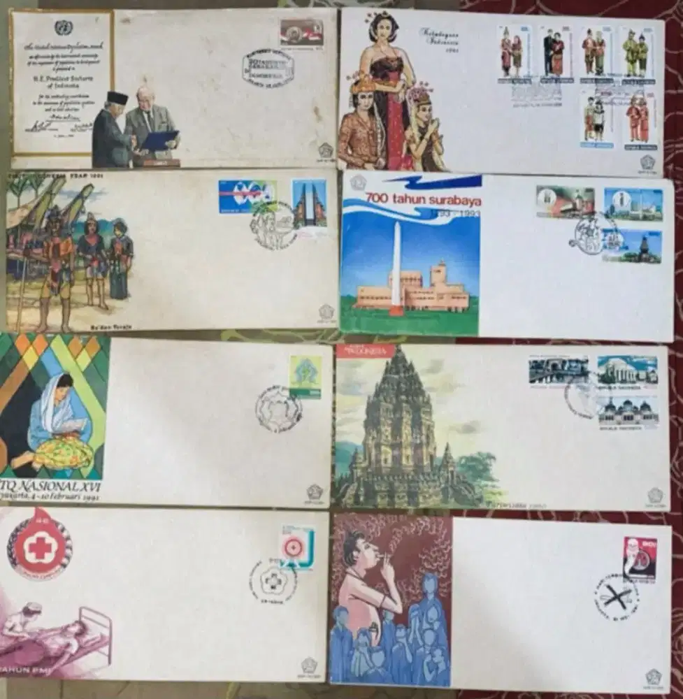 Perangko 90's + Amplop Airmail POS INDONESIA tahun 80-90 an