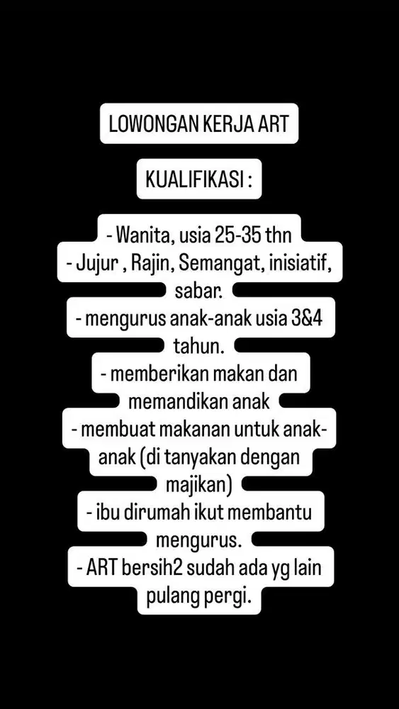 DI BUTUHKAN SEGERA ART MENGINAP