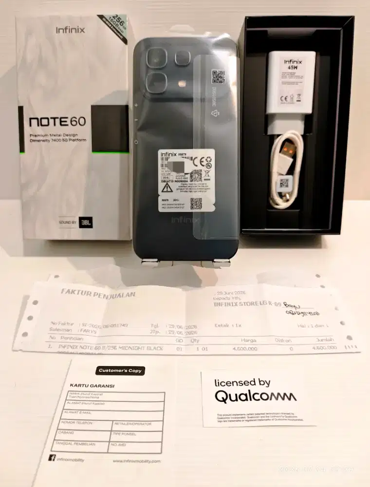 Infinix Note 60 5G 8/256 Gb Likenew 100% Ex Review 5 hari bs TT/BT..