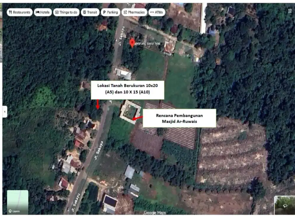 Dijual Tanah 1 Kav. Murah di Jl. Sekayu - Pendopo KM.14 Kampung Sekate