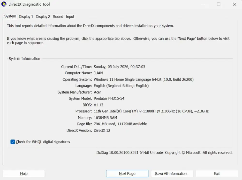 Jual Acer Predator Helios 300 i7-11800H RTX 3070 8GB RAM 16GB Mulus