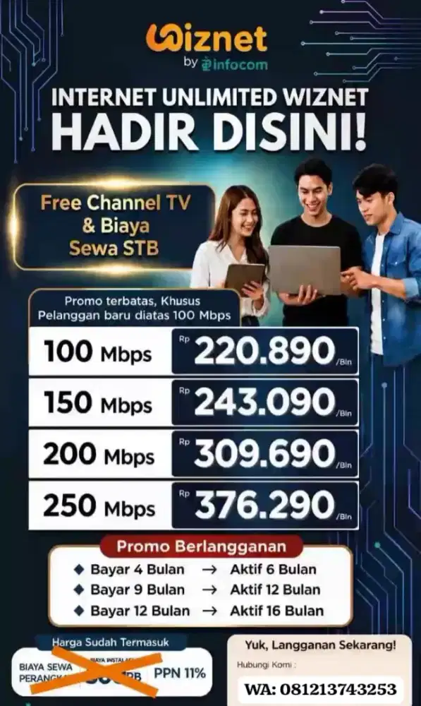 PROMO PASANG WiFi 100 Mbps + GRATIS Instalasi & STB