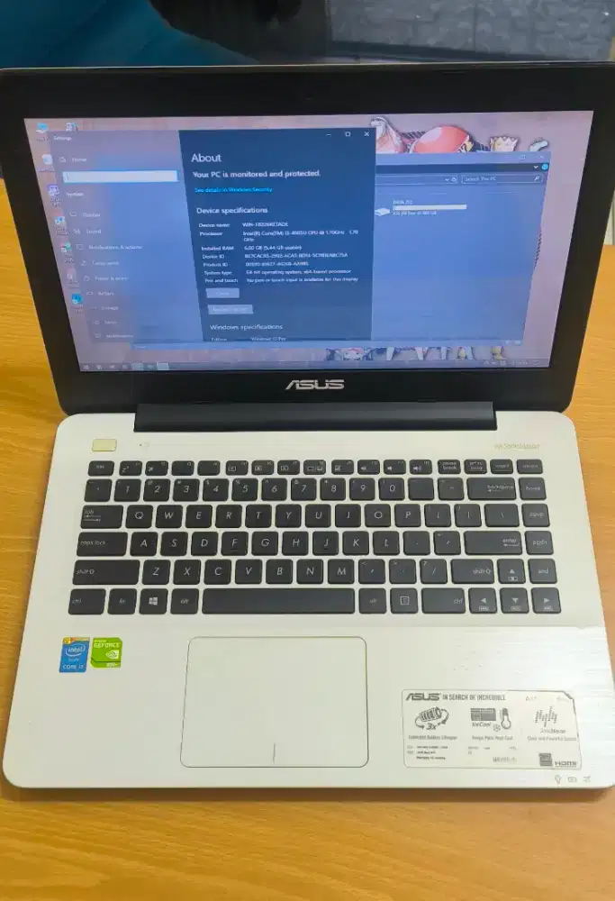 Laptop Asus Core i3 ram 6GB ssd plus hdd