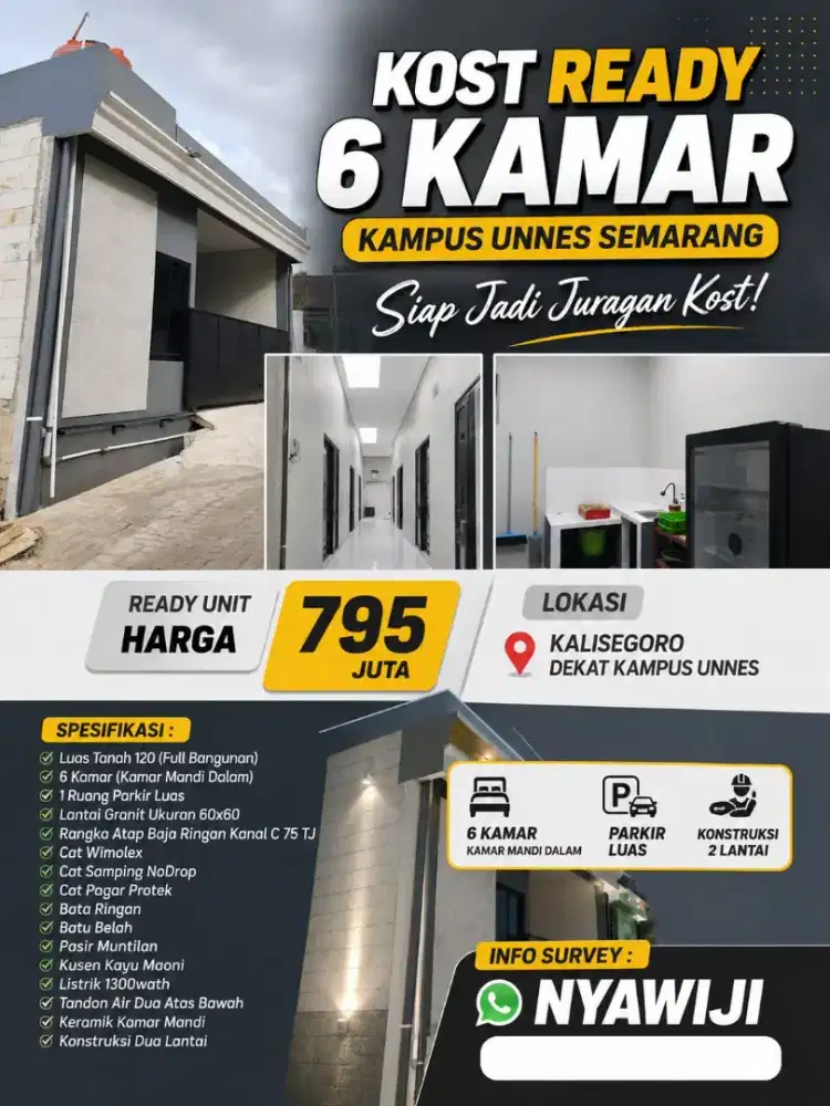Kost Murah struktur 2lantai dekat kampus Unnes Semarang