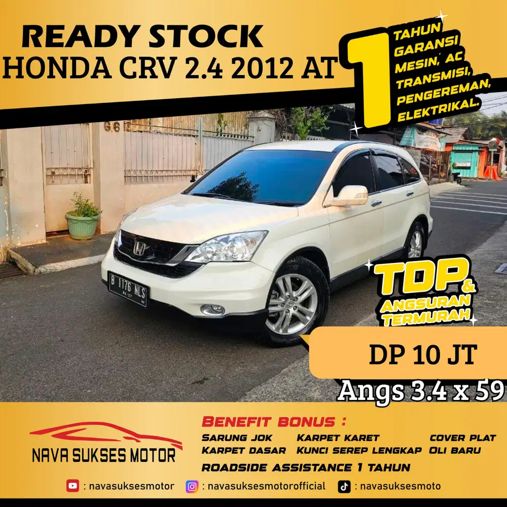 TDP 10 Jt Angs Termurah CRV 2.4 2012 Matic Putih Low Km Like New
