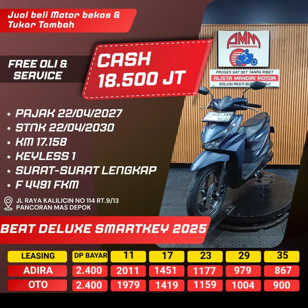 BEAT DELUXE SMARTKEY 2025 PAJAK HIDUP PAYLATER CC CASH / KREDIT ALISTA