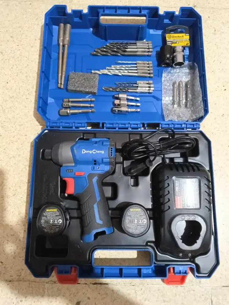 Impact Driver Mesin Obeng Bor Baterai DongCheng DCPL04-8 Lengkap Bonus