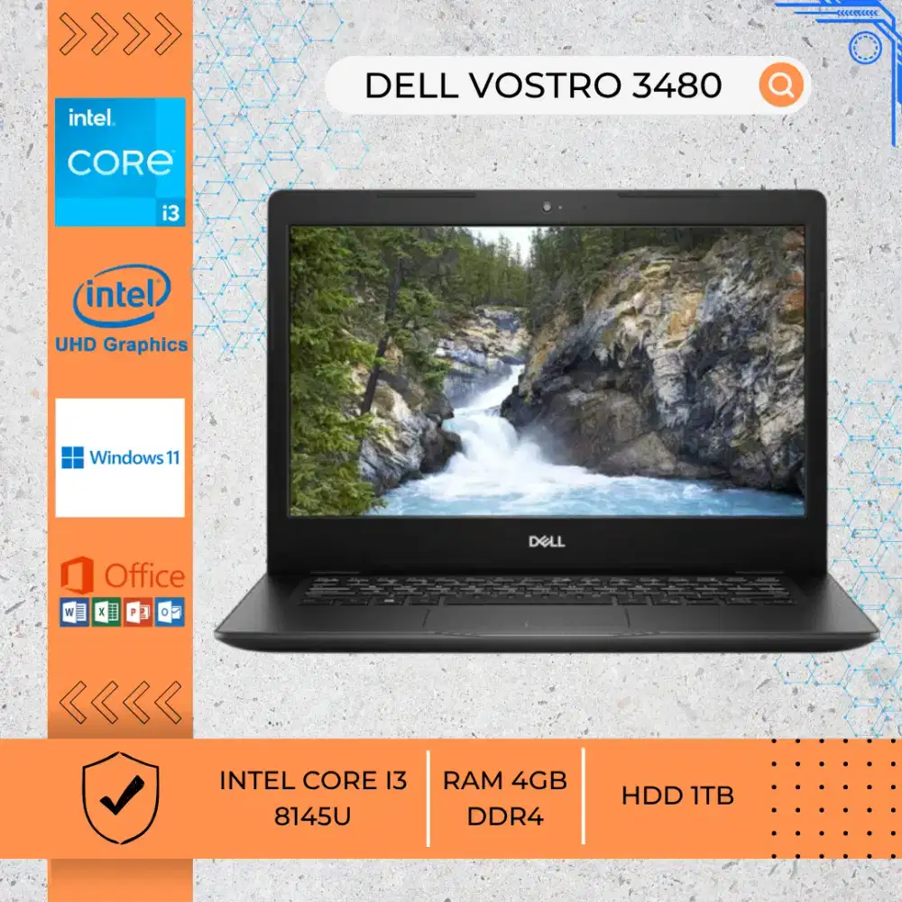 LAPTOP BEKAS DELL VOSTRO 3480 INTEL CORE I3-8145U RAM 4GB DDR4 HDD 1TB