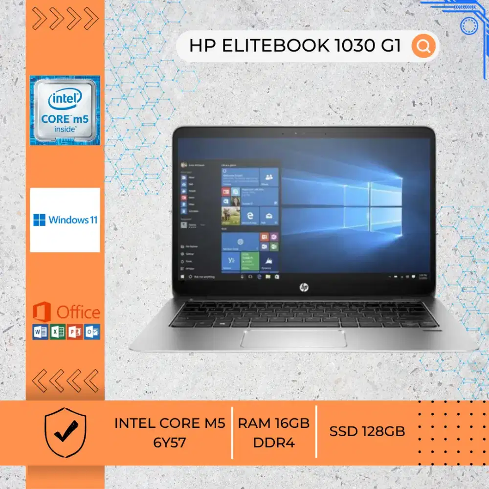 LAPTOP BEKAS HP ELITEBOOK 1030 G1 INTEL CORE M5-6Y57 RAM 16GB SSD128GB