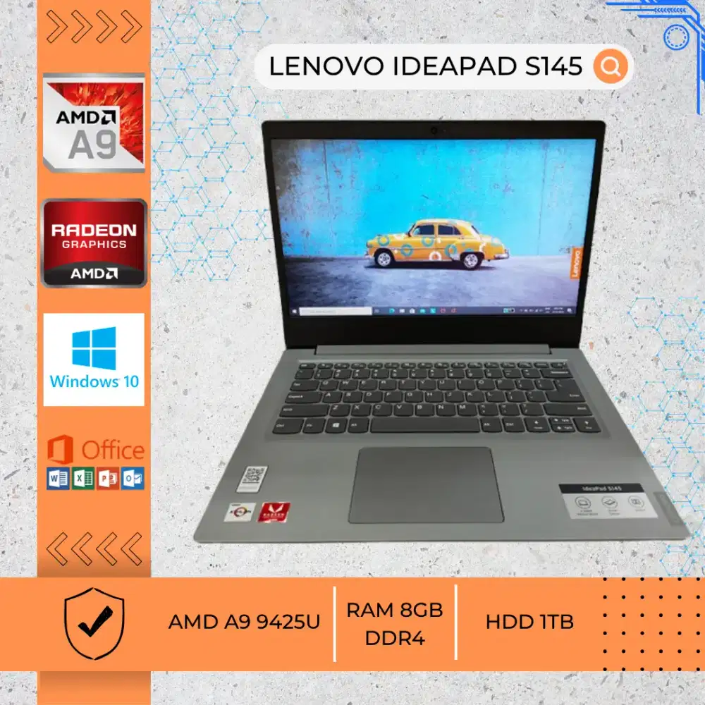 LAPTOP BEKAS LENOVO IDEAPAD S145 AMD A9-9425U RAM 8GB DDR4 HDD 1TB 14I