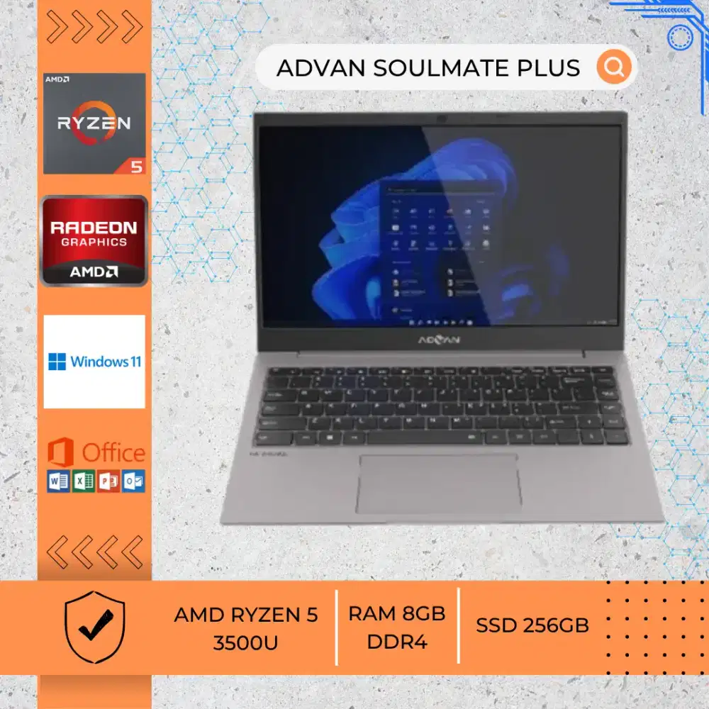 LAPTOP BEKAS ADVAN SOULMATE PLUS AMD RYZEN 5-3500U RAM 8GB SSD 256GB