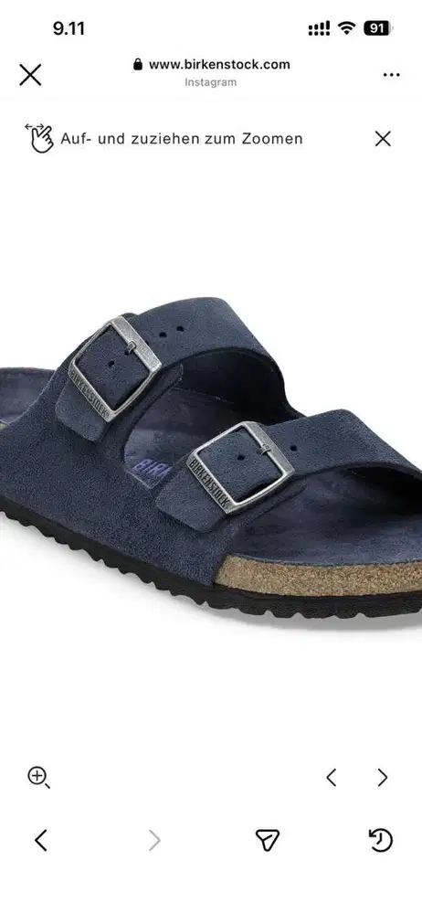 Birkenstock Arizona Suede Navy Tonal Size 42